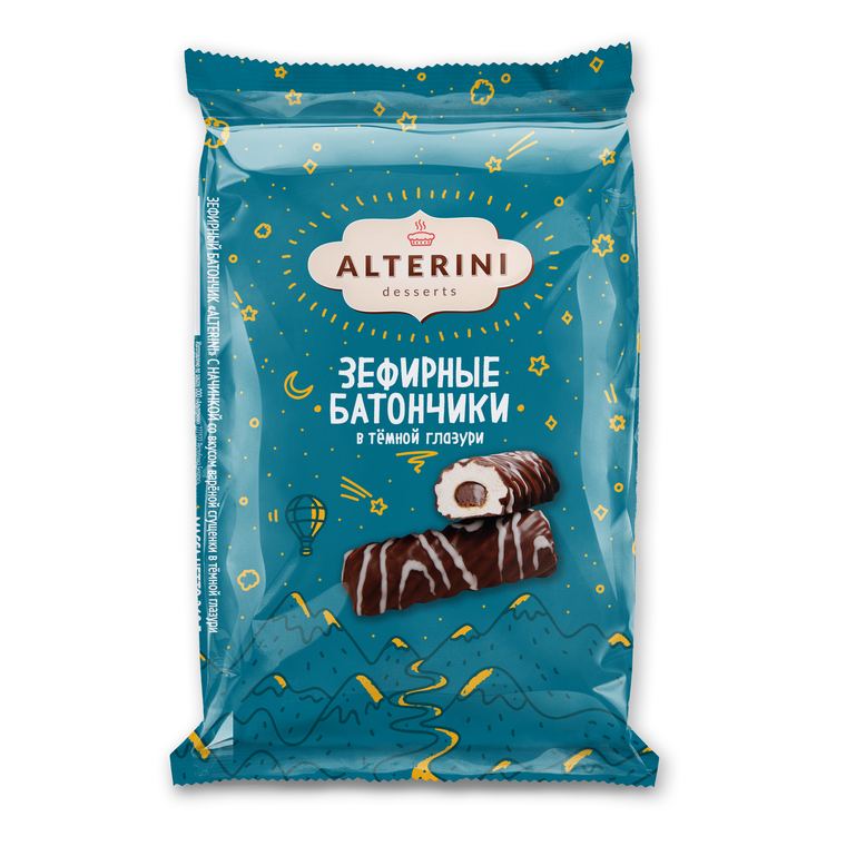 Зефирный батончик с начинкой со вкусом вареной сгущенки в темной глазури