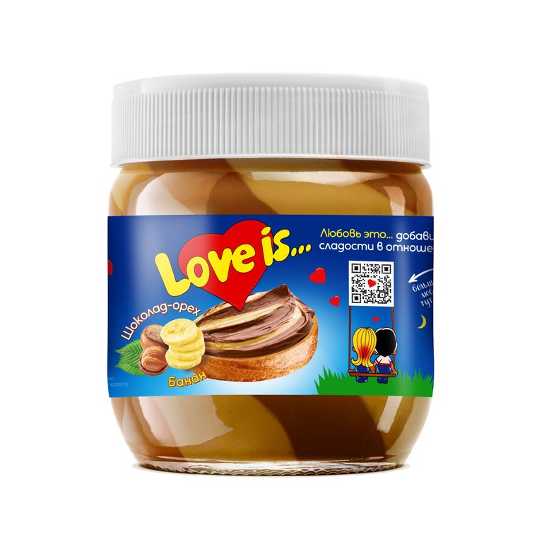 Паста двухслойная LOVE IS банановая и ореховая с какао 2