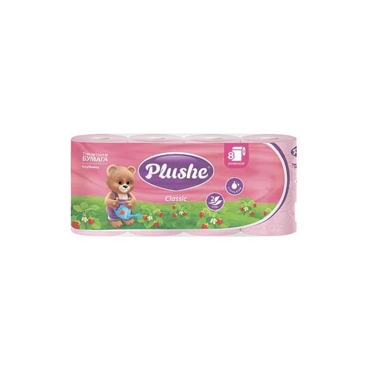 Туалетная бумага Plushe Classic розовая Клубника